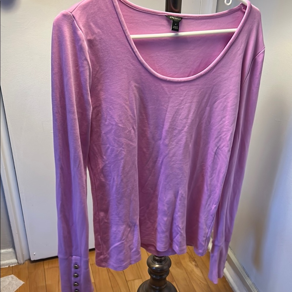 Ann Taylor Purple Fitted Long Sleeve Blouse